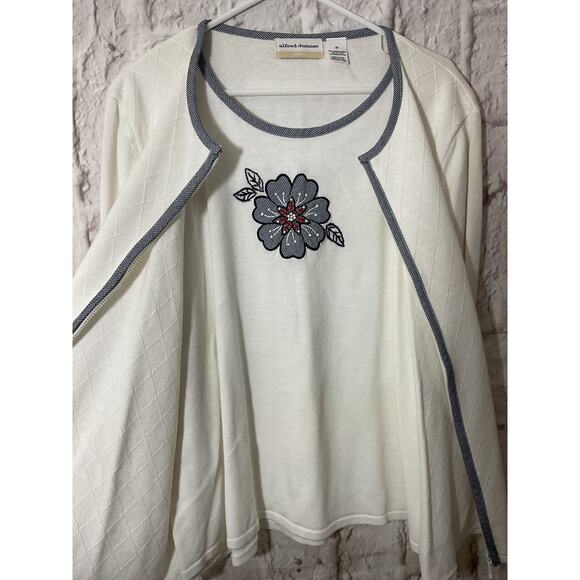 Vintage Alfred Dunner Twinset White/ Blue Flower 2X - Picture 4 of 7